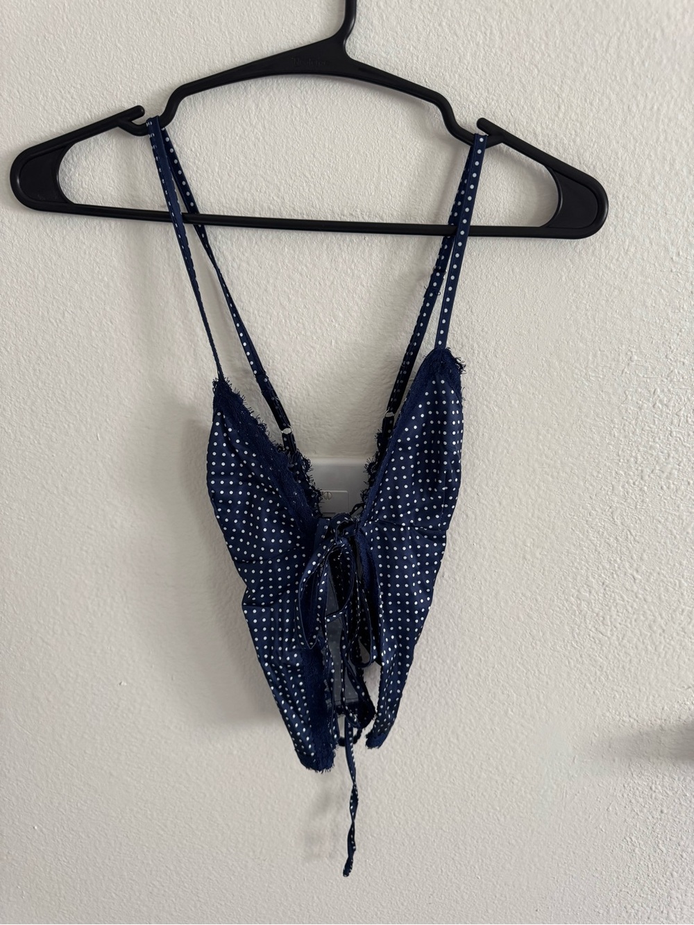 PacSun Navy Polka Dot Lace-Trim Cami